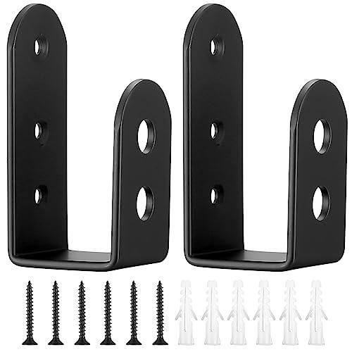 2x4 Door Barricade Brackets, 2 Pcs Door Security Barricade Brackets, Heavy Duty Doors Security Bracket for 2 x 4 Lumber, Open Bar Security Holder U Bracket (3.94x1.89x1.57, Round Edge)