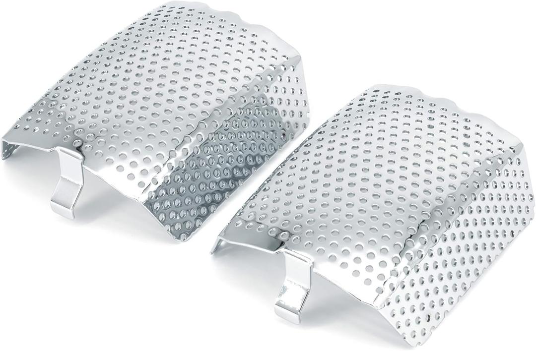 Americruise Motorcycle 1 Pair Chrome Front Caliper Brake Screen Inserted Covers Caliper Guards for Harley Touring, Road King, Electra Street Glide FLHT, FLHX & V-Road Models.