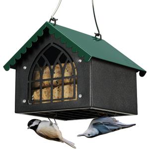 Kingsyard Double Suet Bird Feeder with Weatherproof Roof, All Metal, Upside Down Suet Feeders for Outdoors Hanging, Great for Downy Woodpecker Nuthatch Chickadee, Green