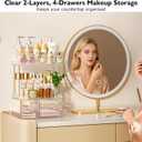 SNSLXH Makeup Organizer Bathroom Storage- 4 Tier 4 Drawer Makeup Storage, Transparent Clear Cosmetics Organiser, Ideal for Cosmetic Perfume Skincare, for Countertop, Bathroom, Office Supplies, Dresser
