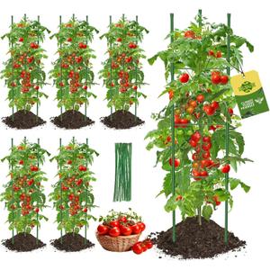 Tomato Cages,6 Pack MQJIAZHI 51.2inch Adjustable - Rust-Proof Tool-Free Trellis for Raised Garden Bed & Climbing Plants