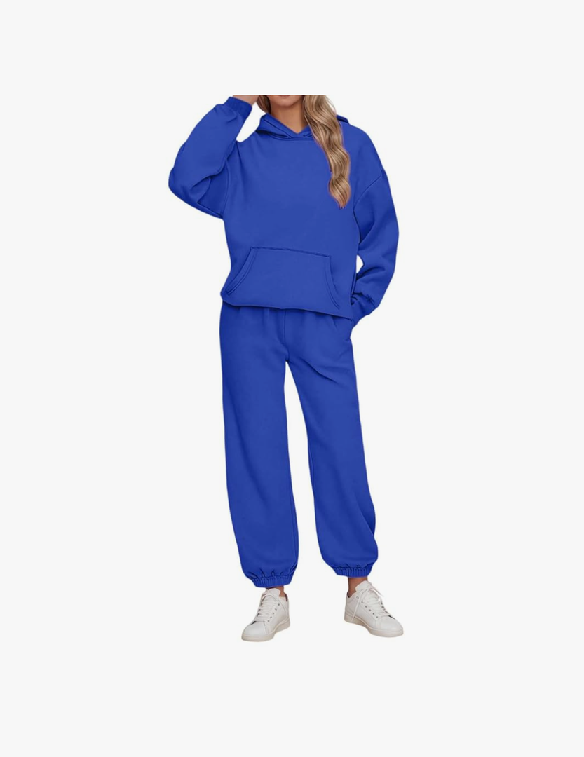 Sweatsuits Women 2 Piece Outfit Hooded Sweatshirt Matching Baggy Sweatpants with Pockets Y2k Lounge Jogging Tracksuit 8Y M