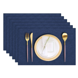 Cloth Placemats Set of 6, Cotton Linen Blend Machine Washable Durable Linen Table Mats, Heat Resistant Placemats Wrinkle Free Place Mats for Dining Table, Easy to Clean (Navy, 6)