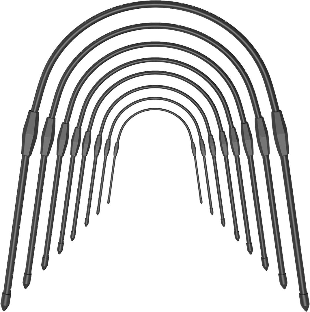 FOTMISHU 8pcs Garden Hoops for Raised Beds, 23.6" x 25.6 Greenhouse Hoops for Cover Garden Netting, Rust-Free Garden Tunnel, Reuseable Gardening Supplies for Plants (8pcs M- 23.6" x 25.6) (Black Detachable Style)