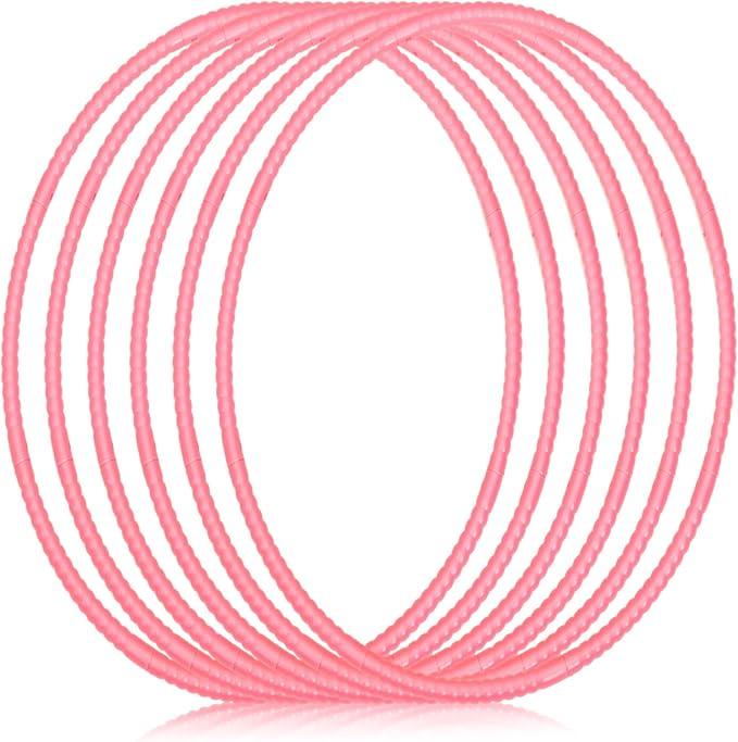 Shappy 6 Pcs Exercise Hoop Detachable Adjustable Plastic Toy Playground Toys Colored Hoop Circles for Teens Games Gymnastics Dog Agility Equipment Party Decor (23 Inch, Pink)