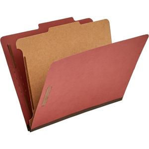 Amazon Basics Classification File Folder, 1 Divider, 2" Embedded Fasteners, Letter Size, 100% Recycled Material, Red, 10 Count