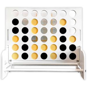 QUOKKA Giant White Four in a Row Connect Game 4-in-1 SUPERSET - Wooden Jumbo Family Friends Game for Adults - Backyard Family Party - Big Chess & Checkers - Indoor Games - Wooden Tic Tac Toe