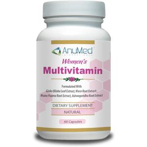 AnuMed Women's Multivitamin with Iron, Vitamin D3, Magnesium, B-Complex & Herbal Support 60 Capsules Energy, Hormone Balance, Heart Health