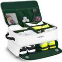 YOREPEK 2 Layer Golf Trunk Organizer, Golf Gifts for Men with Separate Ventilated Compartment for 2 Pair Shoes, Waterproof Car Trunk Locker for Balls, Tees, Clothes, Gloves, Gifts for Golfers (Standard-White)
