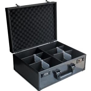Toploader Card Storage Box for 3 X 4 35pt Rigid Cards, Combination Lock Storage Box with 6 Removable Dividers, Sports Card Case