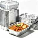 100 Pack Disposable Small Aluminum Pans with Dome Lids,1 Lb Mini Foil Pans | Top Size: 6.5" x 5.2", Tin Foil Takeout Trays Food To Go Containers For Catering, Meal Prep, Baking, Roasting,Freezer Safe