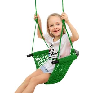 JKsmart Swing Seat for Kids Heavy Duty Rope Play Secure Children Swing Set,Perfect for Indoor,Outdoor,Playground,Home,Tree,with Snap Hooks and Swing Straps,440 lbs Capacity,Green