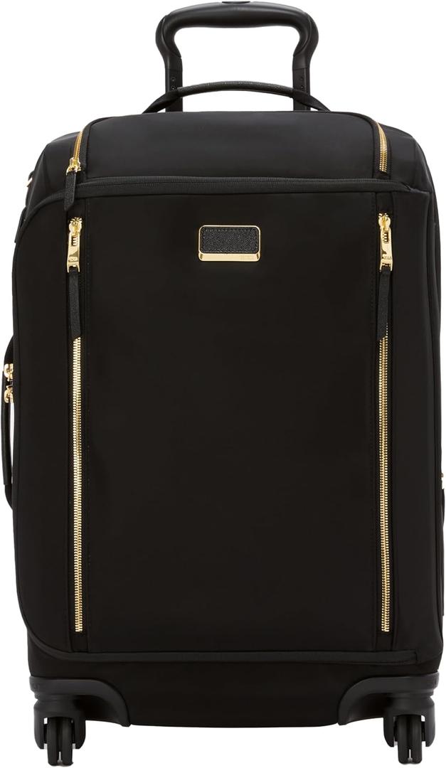 TUMI - Voyageur Leger 4 Wheel Carry-On Luggage - Lightweight and Spacious, Sleek Silhouette, Durable Women's Suitcase - 21.8" International Expandable Carry-On, Black with Gold Hardware