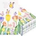 100Pcs Disposable Floral Paper Napkins Spring Tulip Guest Napkins Watercolor Flower Dinner Party Napkins Decorative Hand Towel for Bathroom Wedding Baby Shower Party Supplies Table Decor