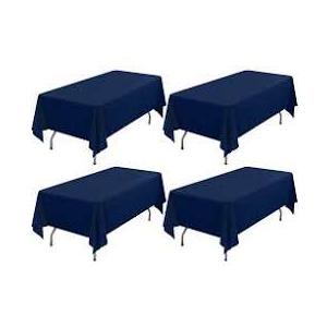 4 Pack Navy Blue Rectangle Tablecloth 60 x 102 Inch for 6 FT Tables, Wrinkle Resistant Washable Polyester Table Cover for Wedding Dining Buffet Parties and Camping, Mantel Blanco Para Mesa Rectangular