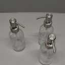 Cornucopia Brands 8-Ounce Clear Glass Boston Round Bottles w/Stainless Steel Lotion Pumps (4-Pack); Empty Refillable Liquid Soap & Lotion Bottles