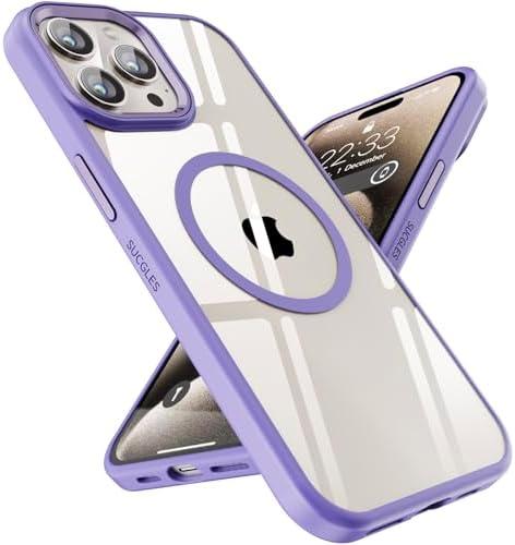 SUCGLES for iPhone 15 Pro Case with MagSafe, N56 Strong Magnet, 12FT Drop Protection, Anti-Yellowing, Magnetic Slim Phone Case for Apple 15 Pro (Lavender)