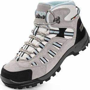 R CORD Womens Mountaineering Boots Waterproof Hiking Boots Ankle Hiking Boots for Women Durable for Outdoors Womens Hiking Shoes Grey Size 9.5