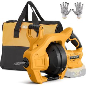 Cordless Drain Auger Compatible with Dewalt 20V Battery, Auto-Feed Plumbing Drain Snake with 23.62FT Replaceable Cable, Drain Clog Cleaner Tool for Sink, Toilet, Bathtub, Sewer (Battery Not Included)