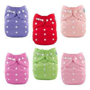 ALVABABY Baby Cloth Diaper 6 Pack with 12 Inserts One Size Cloth Diaper Covers Adjustable Washable Reusable for Baby Girls and Boys (Pure Color88)