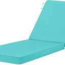 Chaise Lounge Cushions Outdoor, 72"x21"x3" Triple-Waterproof Outdoor Chair Cushion with Removable Cover, 4 Adjustable Ties Lounge Chair Cushions for Outdoor Furniture, Teal