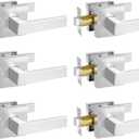 Square Passage Door Lever, Heavy Duty Interior Door Handles for Hallway& Closet Non-Locking Door Knob in Satin Nickel Keyless Door Lockset for Right & Left Side Door, 6 Pack Satin Nickle