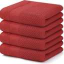 Homaxy 100% Cotton Waffle Weave Kitchen Towels, 13 x 28 Inches Super Absorbent and Machine Washable Dish Towels for Drying Dishes, 4-Packs, Red