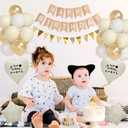 White And Golden Birthday Decorations, Sand Birthday Banner, Flag Banner, White Gold Sand Balloons, Love Star Foil Balloons With Stickers, Birth-day Card And Cake Topper For Party Decor