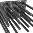 36 Pcs 6" Black Solid Steel Floating Shelf Bracket Blind Shelf Supports - Hidden Brackets for Floating Wood Shelves - Concealed Blind Shelf Support  Screws and Wall Plugs Included