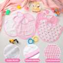 4 Piece Drooling Bibs for Baby Boys Girls,Soft Triple Layer Cotton Muslin, Adjustable Newborn Bibs for Drooling