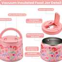 14oz Insulated Vacuum Food Jar with Buckle Lid,Soup Thermo for Hot Food Kids,Wide Mouth Leakproof Stainless Steel Lunch Container with Spoon-Mermaid