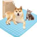 MICROCOSMOS Summer Cooling Mat & Sleeping Pad- Water Absorption Top, Materials Safe, Easy Carry, EZ Clean. Keep Cooling for Pets, Kids and Adults.(Blue, 28" x 22")