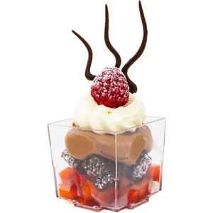 50 Pack 2.5 oz. Cube Mini Dessert Cups Transparent Clear Disposable Small Square Party Cups Shooter Cups for Weddings, Events, and Party Plastic Cups CMJJ