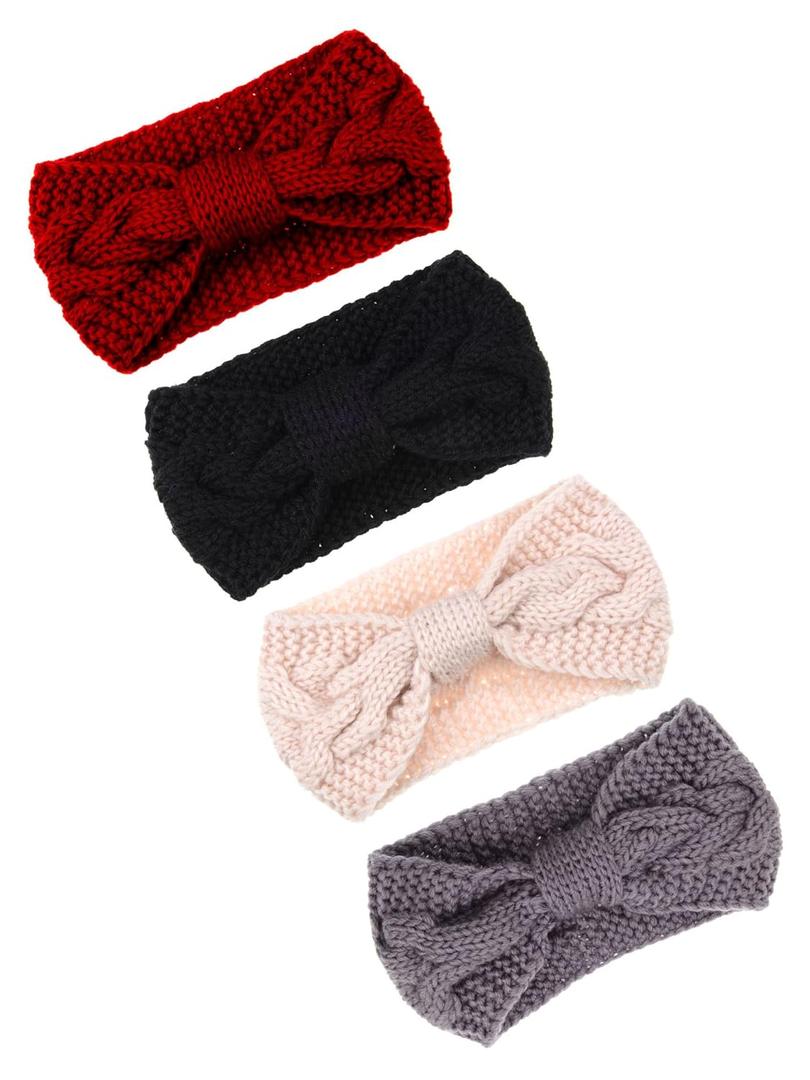 Pangda 4 Pieces Winter Headbands for Women Knit Cable Ear Warmers Muffs Headband Winter Thick Crochet Head Wrap for Ear Covers Cold Weather Christmas Accessories Gift Stocking Stuffers