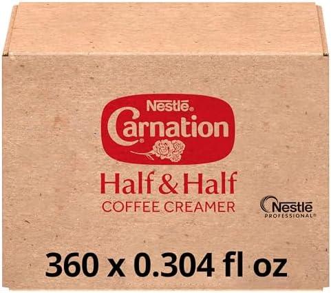 Nestle Carnation Coffee Creamer Half and Half, Made with Real Dairy, 0.304 fl oz Tubs (Pack of 360) Use before Oct 05 /25