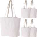 Extra-Strong Canvas Tote Bag - 18"x15"x5" Heavy-Duty Cotton Shopping Bag with Reinforced Handles for Groceries & Everyday Use