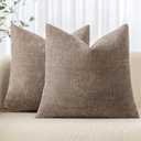 MIULEE Pack of 2 Decorative Throw Pillow Covers Soft Chenille Throw Pillows Solid Neutral Farmhouse Textured Cushion Covers for Couch Sofa Bedroom Living Room 18x18 Inch, Taupe Grey