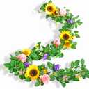 Naidiler Artificial Flower Garland, Sunflower & Rose Vines, Boho Wedding & Birthday Decor, 6ft Straight, Pink & Yellow, Fabric & Plastic
