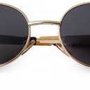 Retro Oval Sunglasses for Women Men Trendy Small Sun Glasses Classic Metal Frame Shades UV400 Protection (Gold Gray)