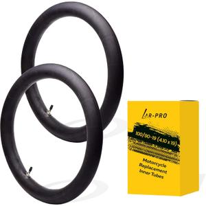 (2-Pack) 100/90-19 (4.10 x 19) Motorcycle Inner Tubes - 19" Dirt Bike Natural Rubber Tubes - Pinch and Puncture-Resistant Tubes - TR4 Valve Stems - Designed for Off-Road and Motocross Tires