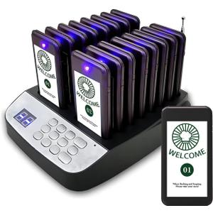 Restaurant Pager System,Pagers for Restaurants 1640ft Long Range,Social Distancing Keeping 16 Pagers and Buzzers,Waterproof Beepers Restaurants|Food Truck| Church Nursery|Cafe