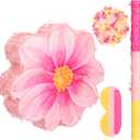 Gilprop Daisy Flower Piata Watercolor Pink Flower Piata Daisy Hippie Boho with Blindfold Bat Confetti for Birthday Baby Shower Gender Reveal Wedding Party Supplies