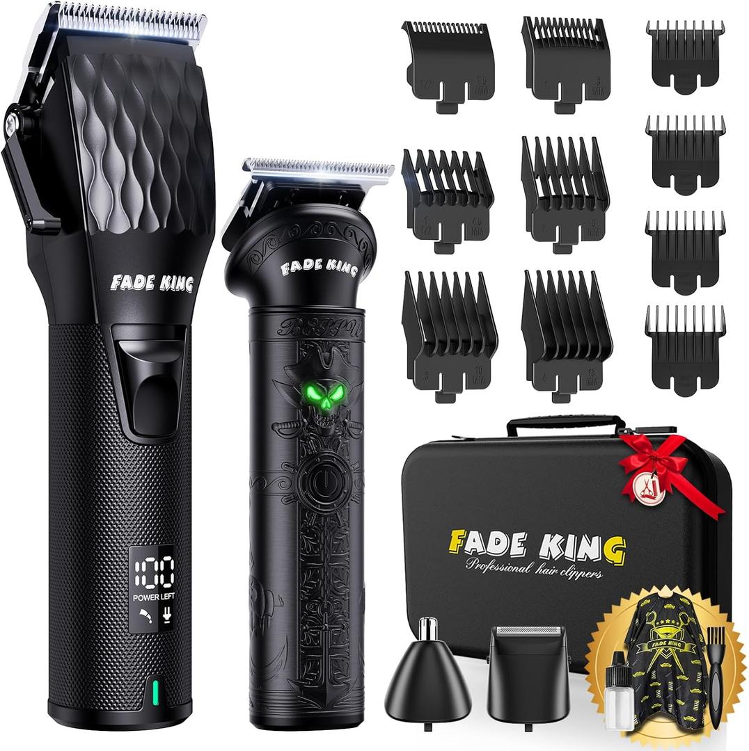 FADEKING Professional Hair Clippers for Men - Cordless Hair Clippers (Clipper+Trimmer, Black)