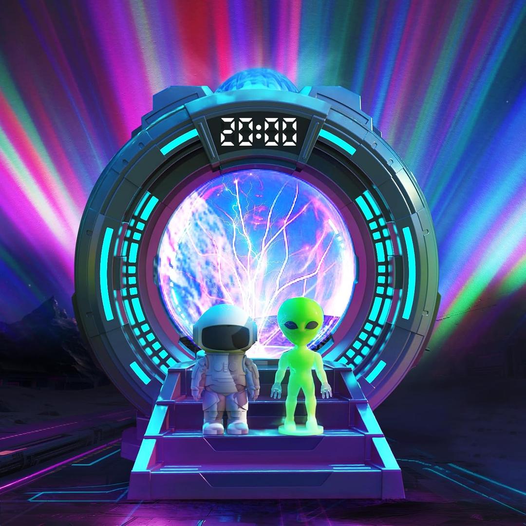 Northern Galaxy Light Projector with Plasma Ball ,Remote Control LED Night Light Aurora Portal Projector with Bluetooth Speaker, White Noise, Timer - for Bedroom ,Kids Room Gifts for Christmas