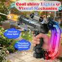 2026 Electric Water Gun for Adults Kids, LED & Music Automatic Squirt Water Gun Summer Outdoor Beach Pool Toys for Boys 8+, Powerful Water Pistol Party Family Backyard Game Gifts (Ring Black), Medium