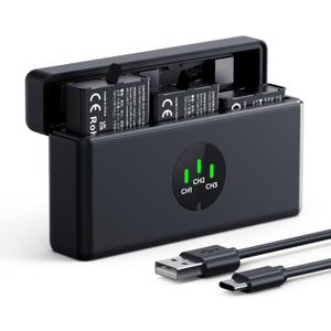 K&F Concept 3-Pack Action 6 Battery with Upgraded OSMO Action 5 Pro Battery Charger Compatible with DJI OSMO Action 6, Action 5 Pro, Action 4, Action 3, OSMO 360 Cameras