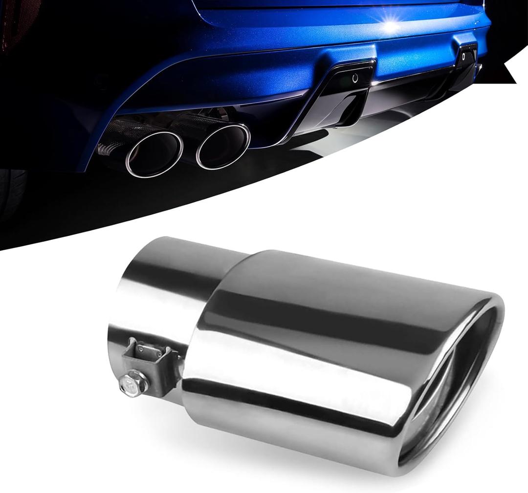 UGSHY 1 PC Car Tail Throat Exhaust Pipe, 5.5In x 2.5In Metal Vehicle Modification Muffler Tailpipe, Universal Durable Straight Automotive Tail Pipe Accessories for Truck SUV (Bright Silver) UGSHY 1 PC Car Tail Throat Exhaust Pipe, 5.5In x 2.5In Metal Vehicle Modification Muffler Tailpipe, Universal Durable Straight Automotive Tail Pipe Accessories for Truck SUV (Bright Silver)