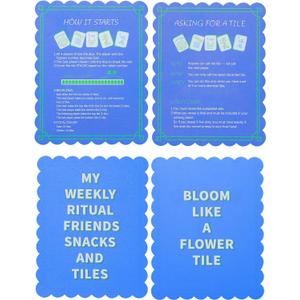 TIASUSAN 4 Pcs Printed Mahjong Tile Mixers (Shufflers) with Instructions, Mahjong Accessories for Mahjong Lovers (Dark Blue)