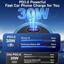 65W iPhone Car Charger Fast Charging, 2Pack 4 Port USB C Fast Car Charger+6ft Type C to C Cable, Dual USB-C&USB-A Cigarette Lighter Adapter with Voltmeter for iPhone 17 16 15 Pro Max,iPad,Galaxy,Pixel