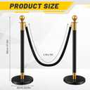 Ferraycle 4 Pcs 2026 Prom Stainless Steel Stanchion 5 ft Velvet Carpet Ropes and Pole Crowd Control Barriers Grand Opening Casino Movie Theme Party 360 Photo Booth Accessories (Black and Gold)